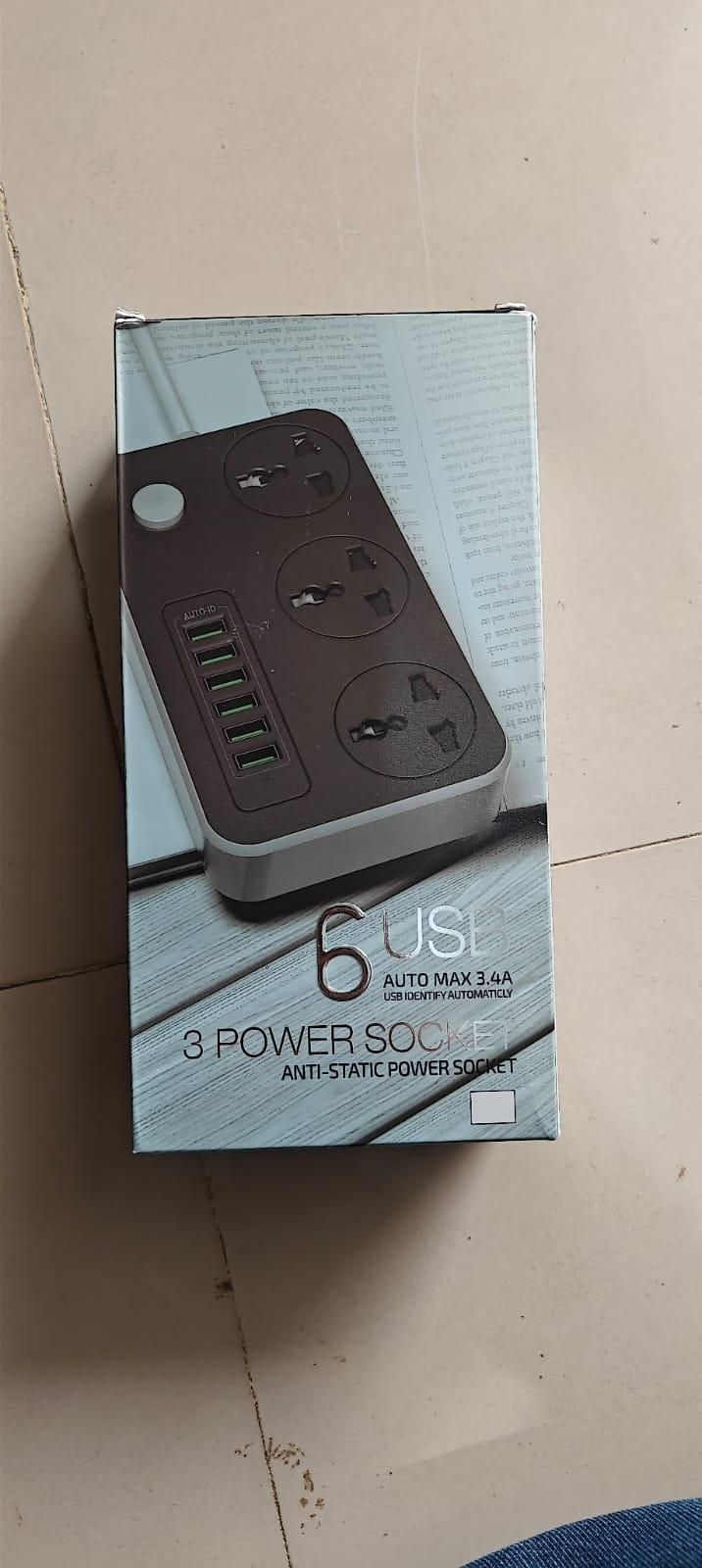 Multi Port Extension With USB Port 2m Power Cord